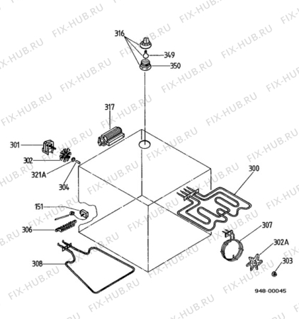 Взрыв-схема плиты (духовки) Electrolux EOB314B - Схема узла Functional parts